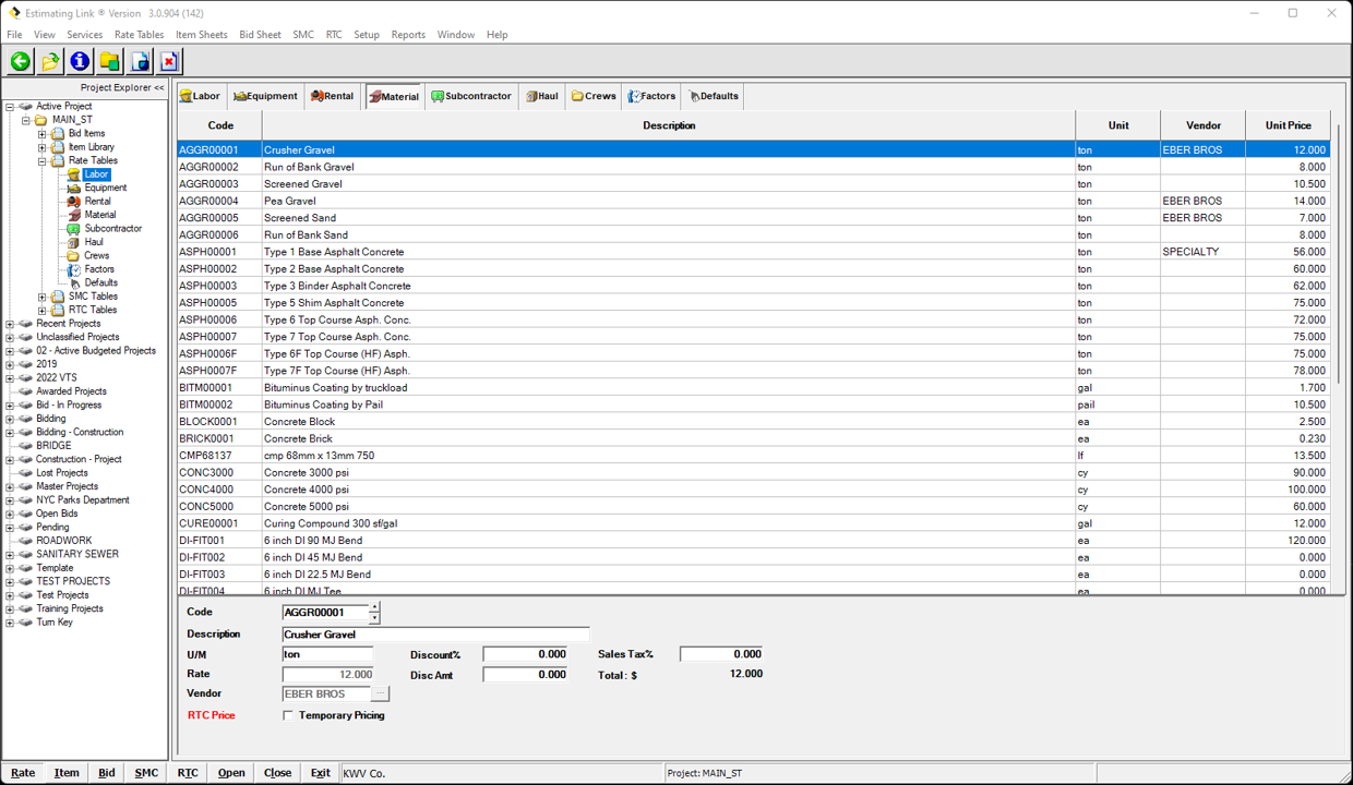 screenshot of Estimating Link